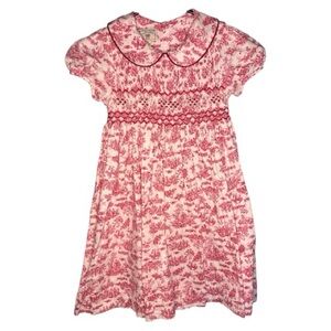 Girls Red and White Classic Smocked Dress